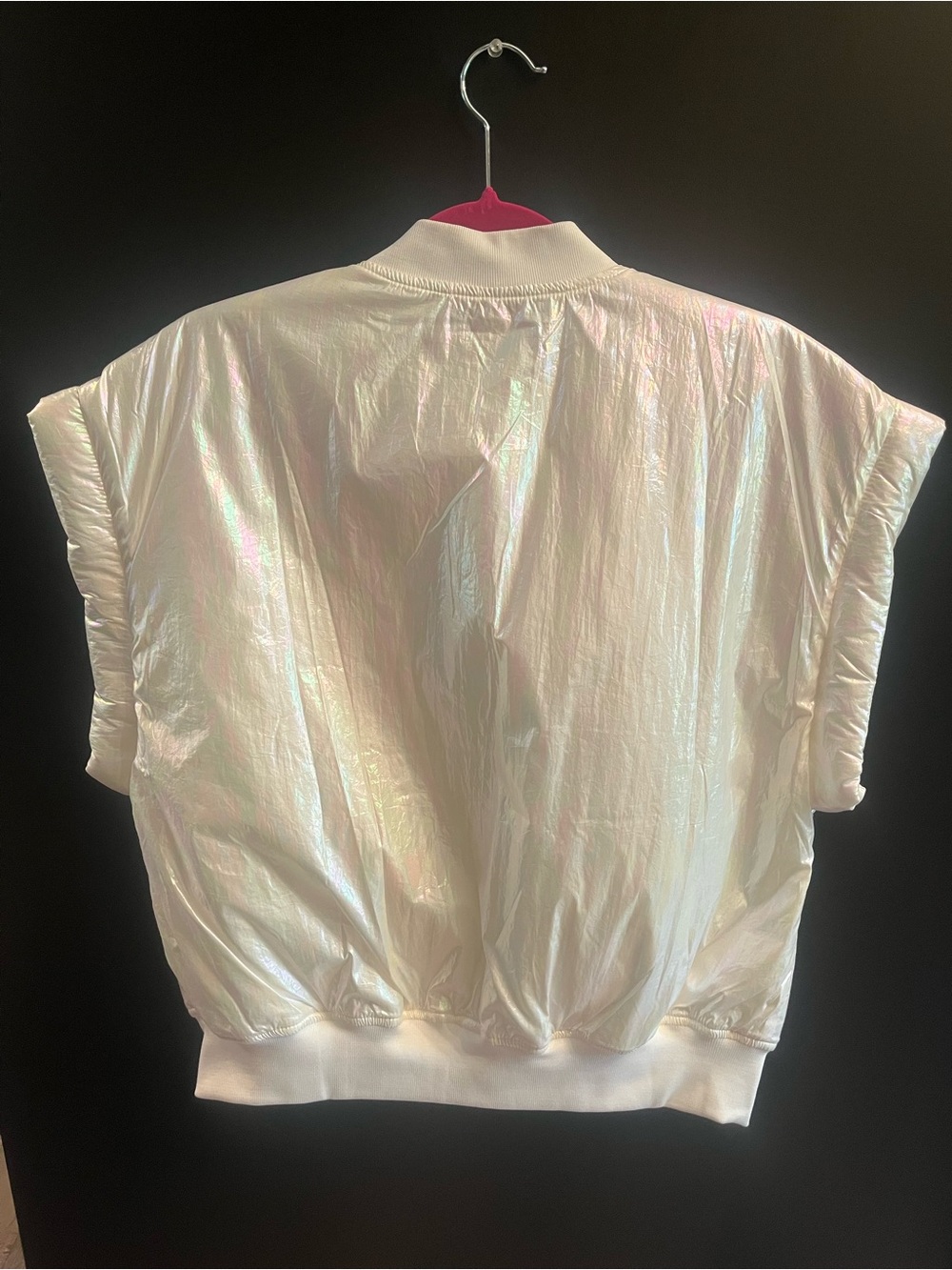 Fantastic Fawn Iridescent White Short-Sleeve Bomber Vest - Picture 4 of 4